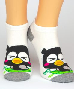 Socken Sneaker in weiß mit schwarzem Vogel Motiv