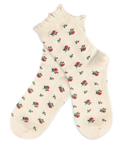 Socken mit Rosen - elfenbeinfarben