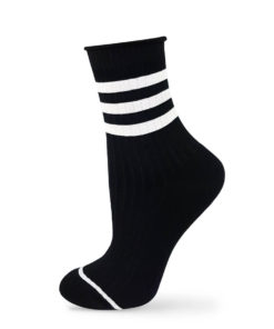 Schwarze Socken mit weißen Streifen