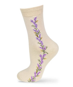 Socken beige mit Blumenstreifen