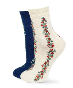 Socken Set beige und marineblau mit Blumenstreifen